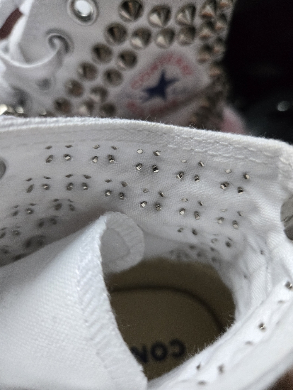 Custom Made. Spiked Converse With Chains. Great Condition. Womens Size 8.5 - Picture 7 of 10